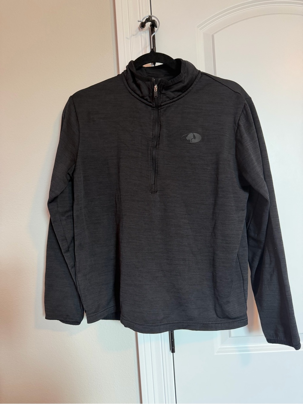 Mossy Oak Men's Fleece Quarter-Zip Pullover - Dark Charcoal Heather - Size M